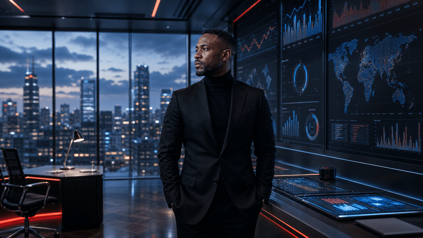 Cinematic movie-still candidate for the Citi Customer 360 command-center case