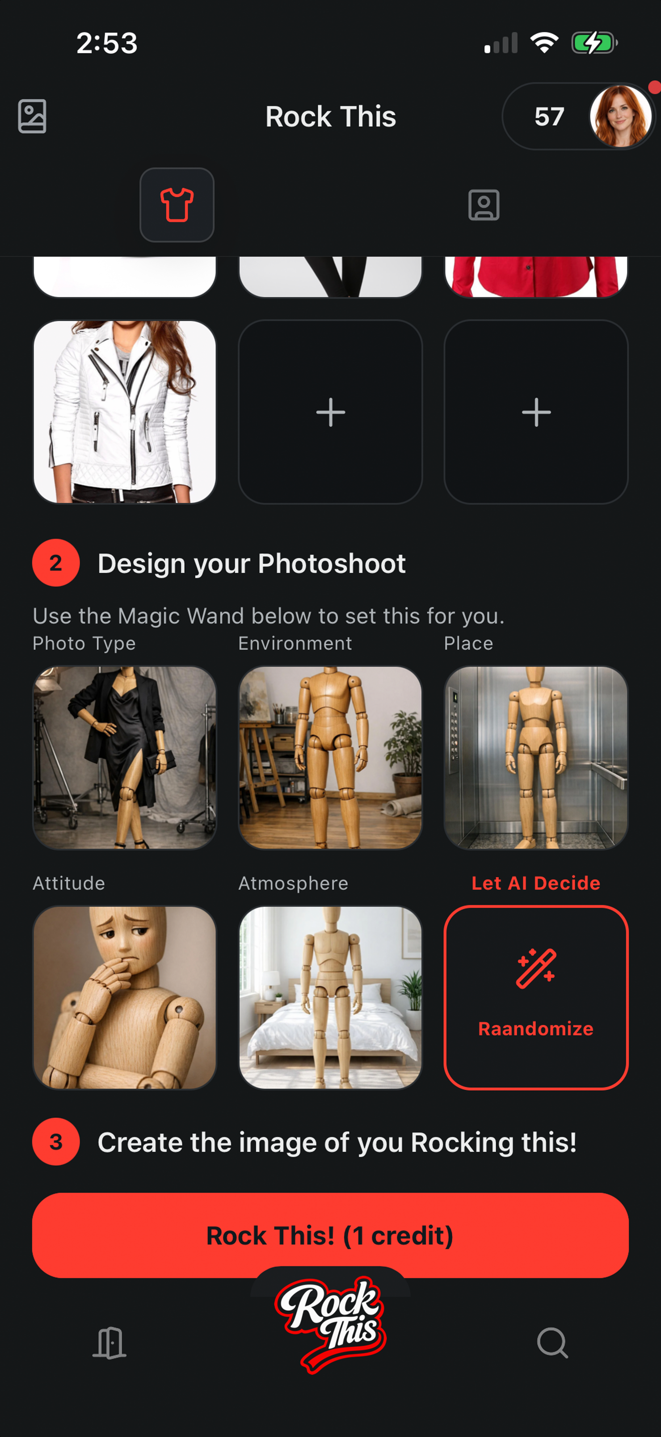 Rock This Design Your Photoshoot screen with creative photo controls